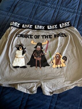 Lazy One Beige 'Beware of the Force' Women’s Cotton Lounge Shorts